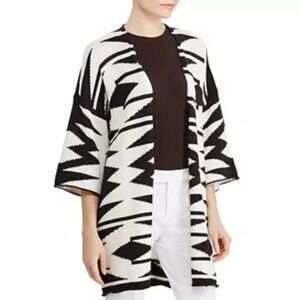Lauren Ralph Lauren Kimono Cardigan Geo Aztec Print Black and White XL‎